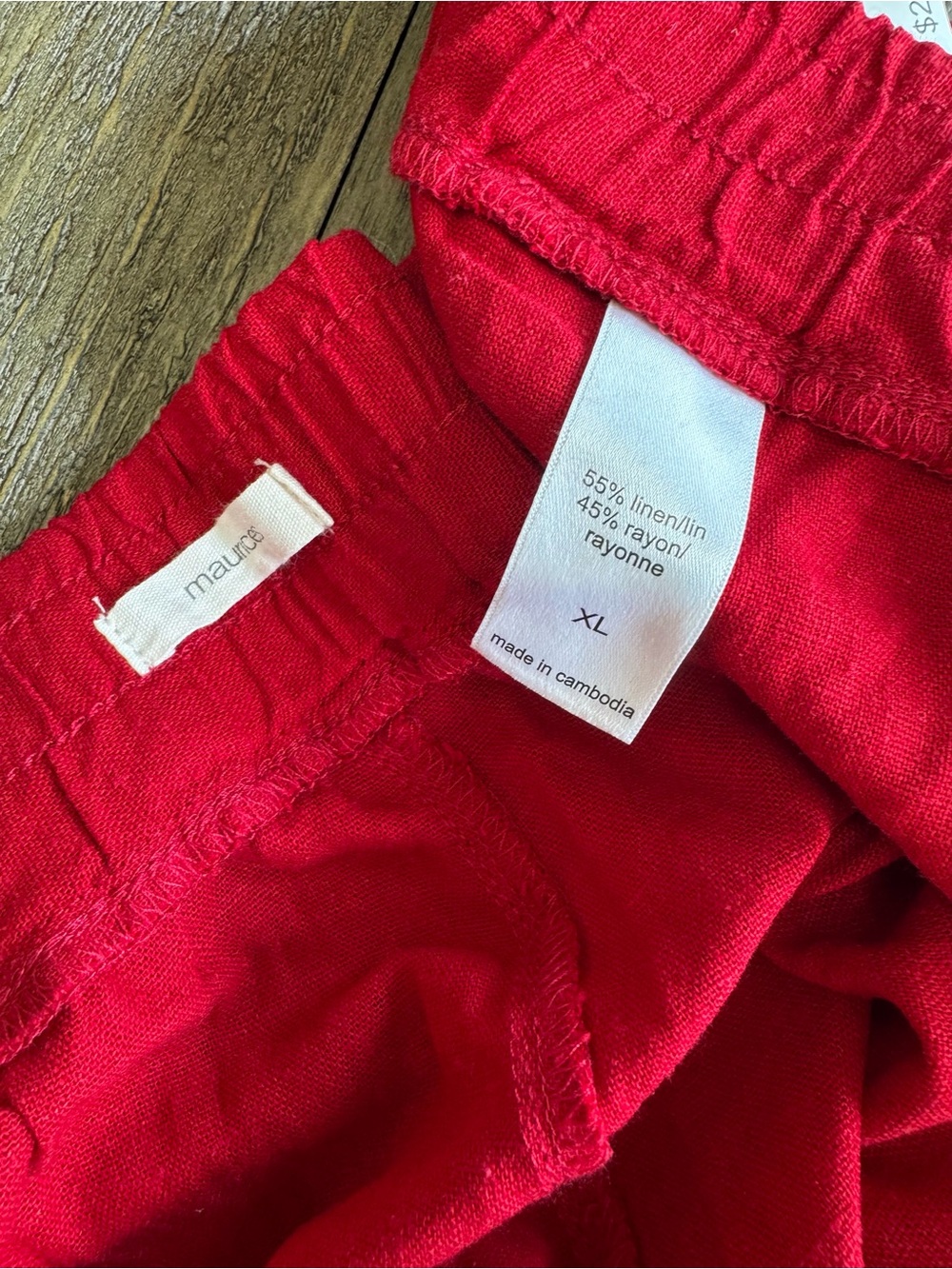 Maurices Red Linen Blend Shorts XL Mid Rise 4” Inseam NWT - Picture 4 of 6